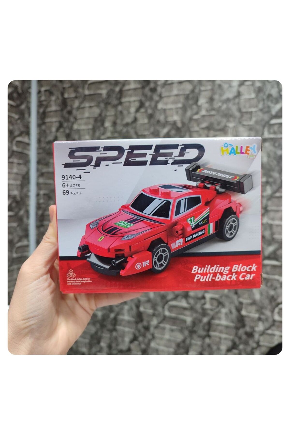 Speed Çek Bırak Kırmızı Yarış Arabası Yapı Oyuncak 1 ADET