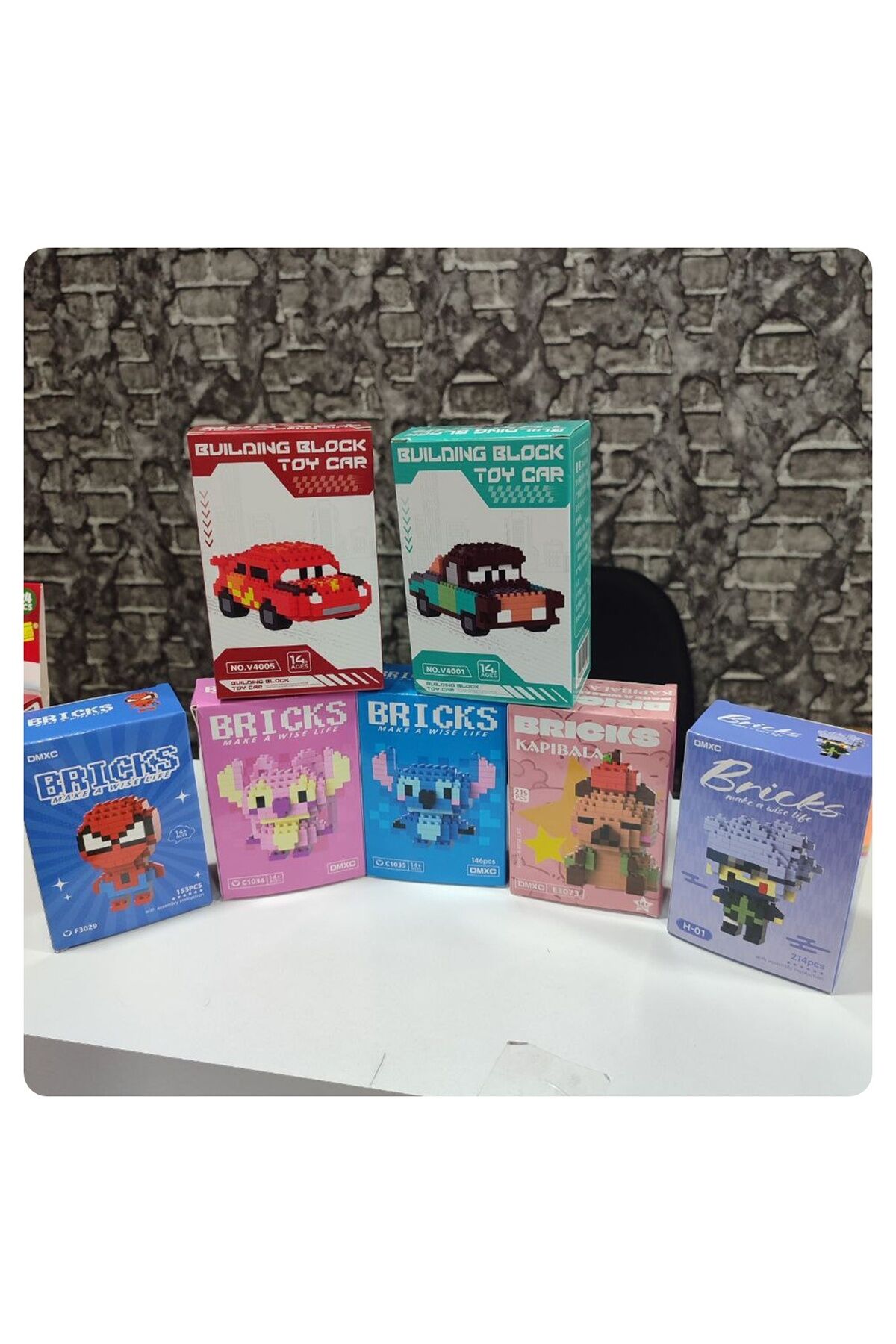 1 ADET Bricks Yapı Oyuncak Stitch,Capybara,Araba,Naruto