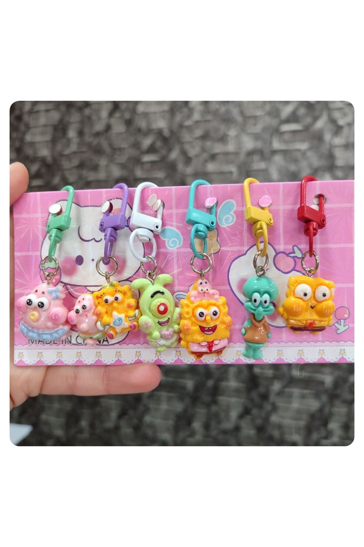 Sünger Bob Anahtarlık Çanta Charmı 6 lı Paket
