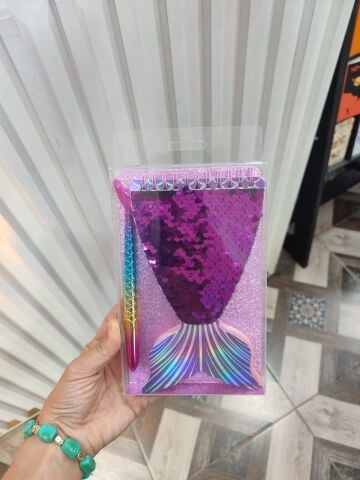 DENİZ KIZI DEFTER VE KALEM SETİ KUTULU PULLU İKİLİ SET