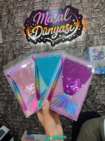 DENİZ KIZI DEFTER VE KALEM SETİ KUTULU PULLU İKİLİ SET