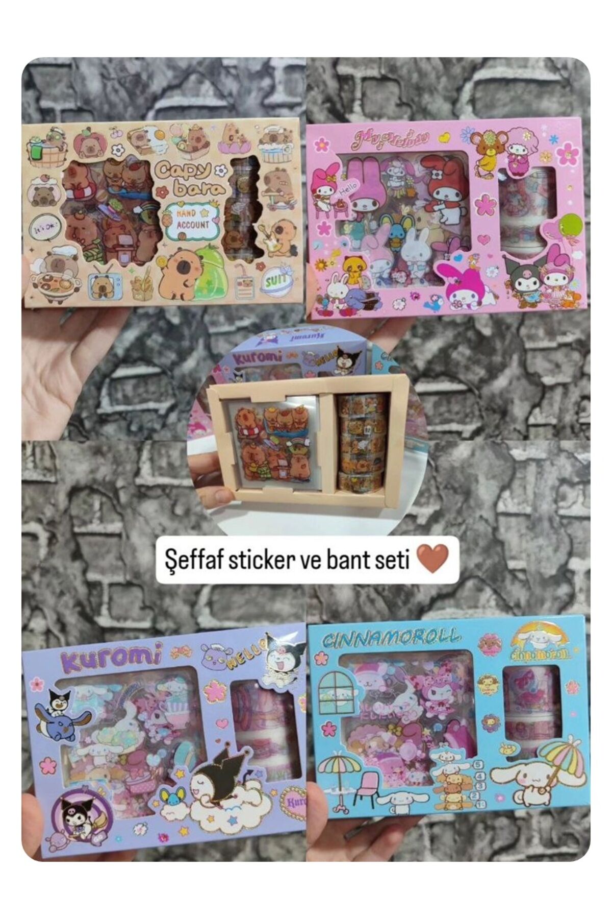 Kutulu Şeffaf Sticker ve Bant Seti 1 ADET