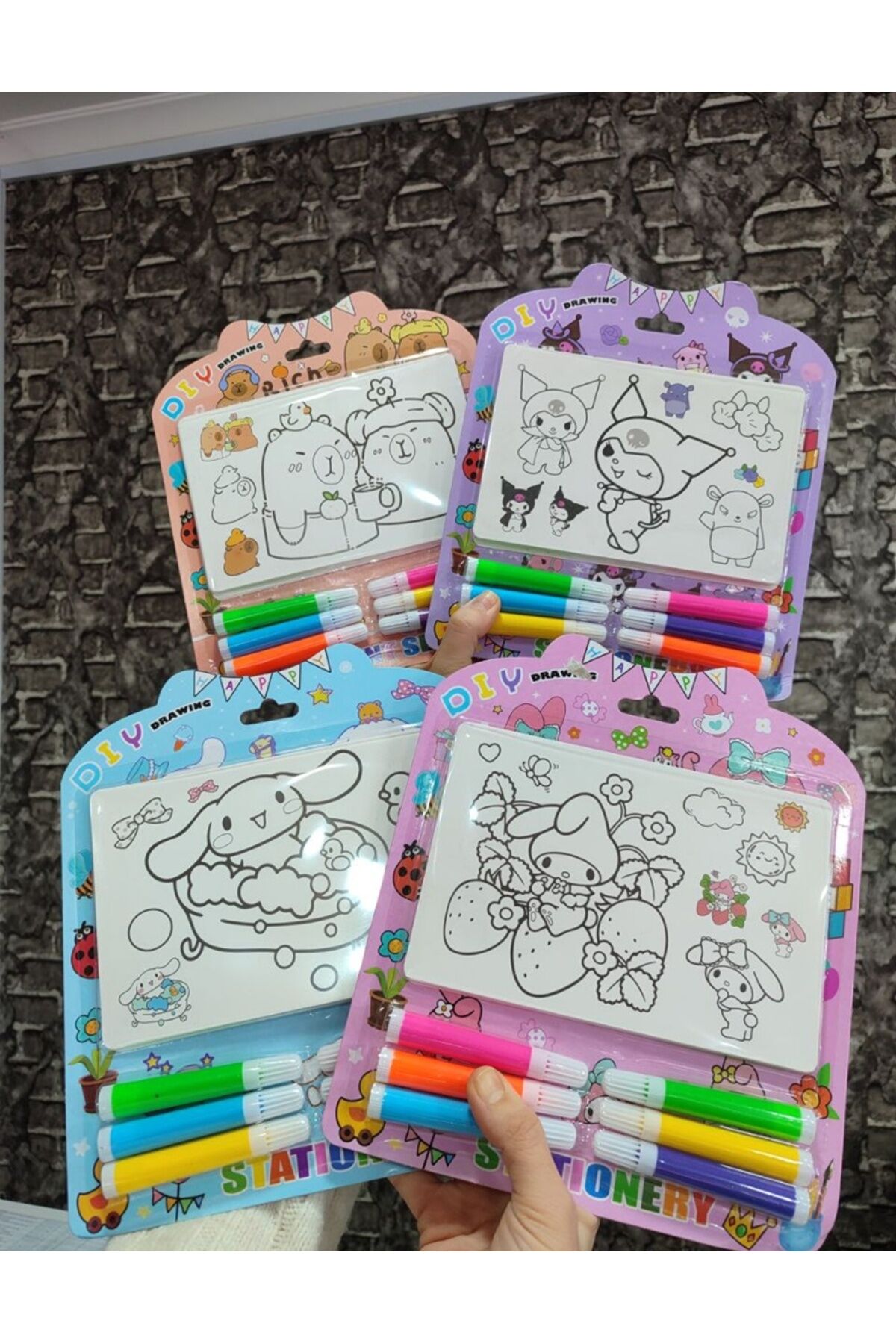1 SET 12 Adet Boyama ve Boya Kalemleri Seti Kuromi Cinnamoroll Capybara