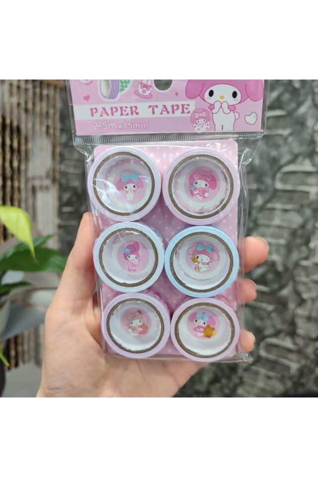 6 lı Set Kuromi Mymelody HelloKitty Cinnamoroll Bant Sticker
