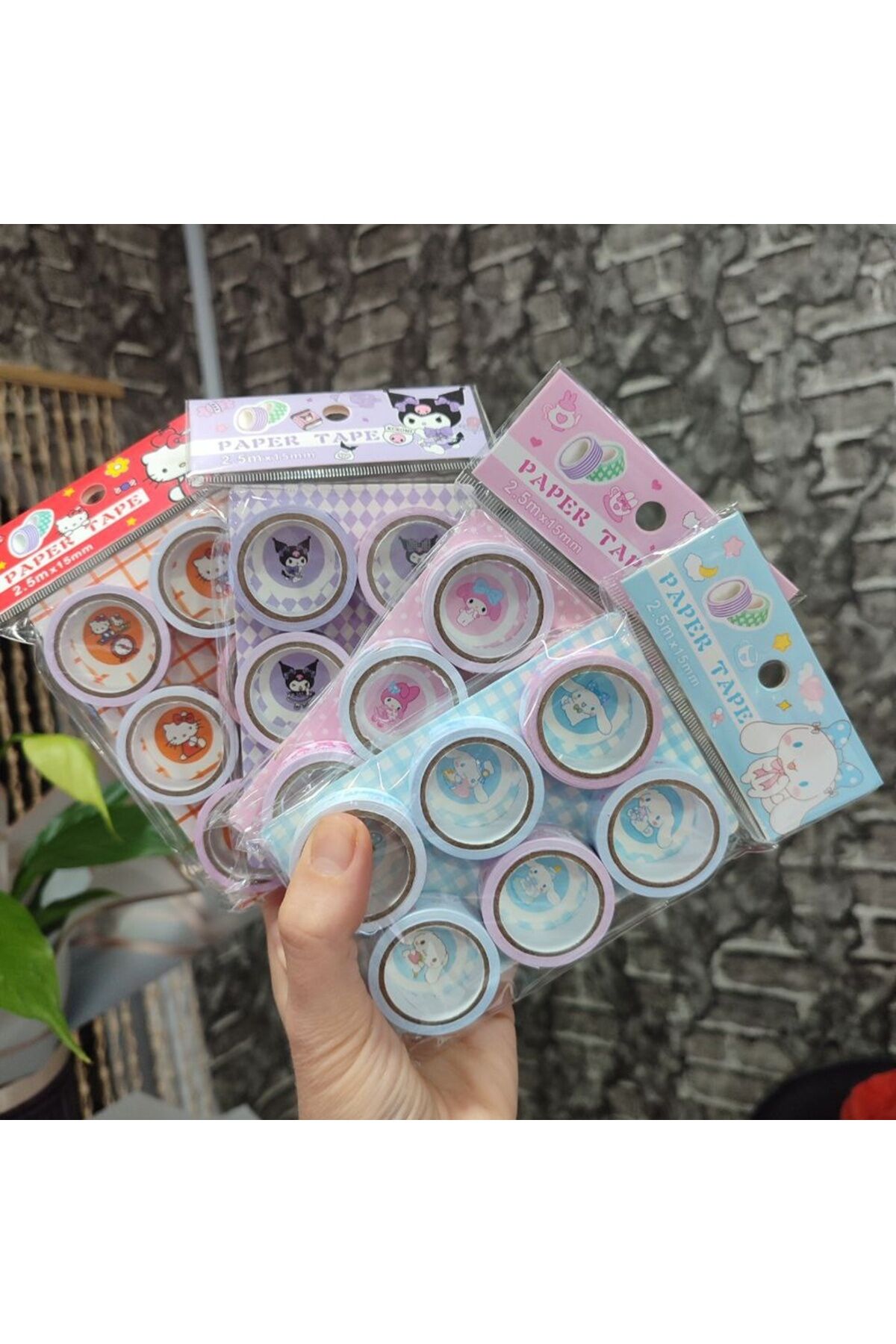 6 lı Set Kuromi Mymelody HelloKitty Cinnamoroll Bant Sticker