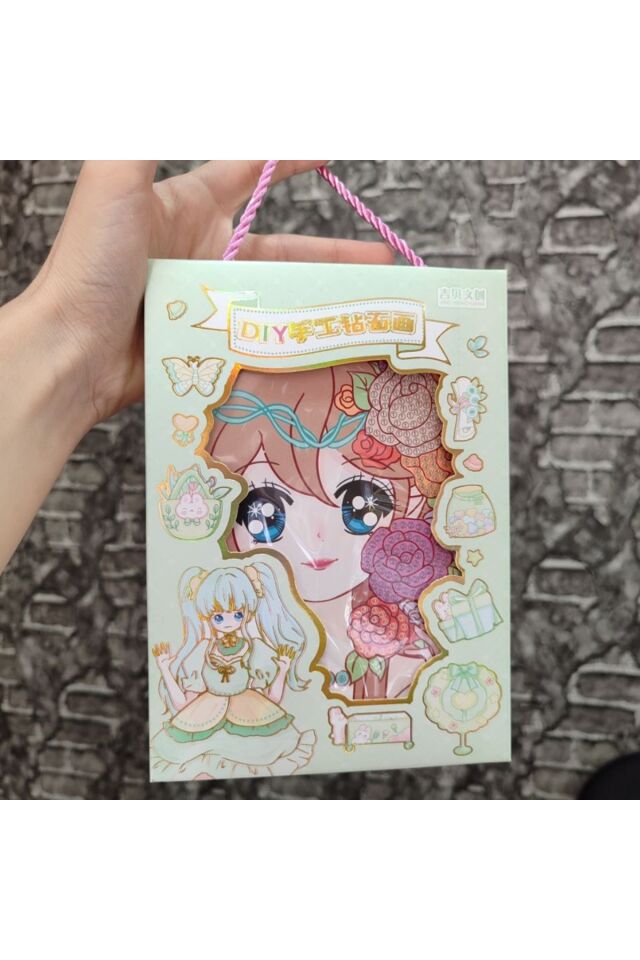 1 ADET Elmas Boncuk Dizme Boyama Seti Prenses Kız Figürlü 17x12 cm