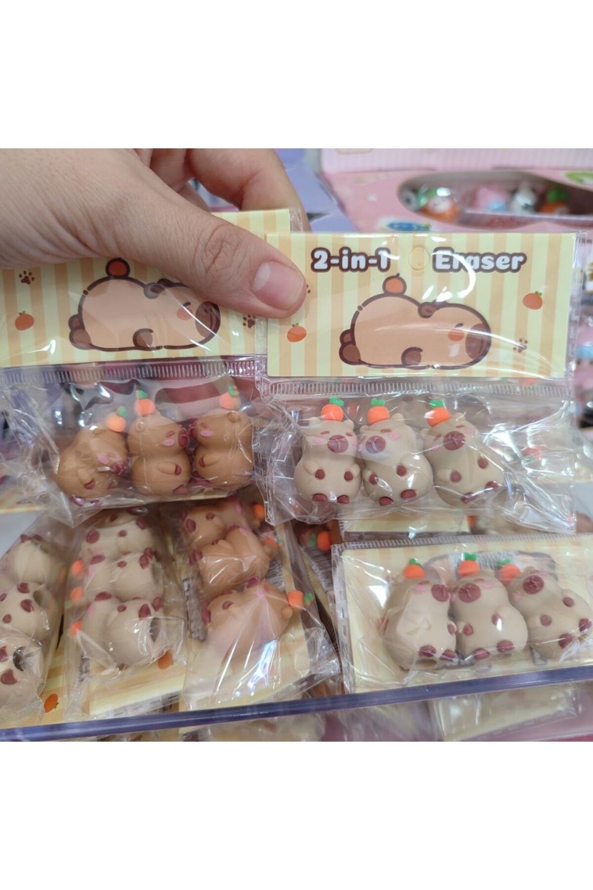 3 ADET Capybara Kalem Başlığı ve Silgi 2 in 1