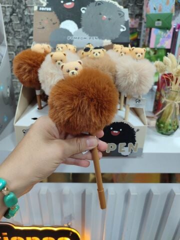 PELUŞ AYICIK KAPAKLI JEL KALEM TÜKENMEZ KALEM