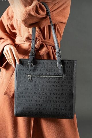 Büyük Boy Kadın Omuz Çantası Tote Bag Just Polo Kadın Çanta Siyah - Büyük Boy