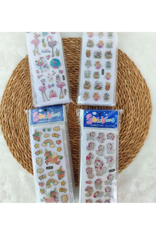 5 Adet Kabartmalı Karışık Kart 200+ Sticker Seti