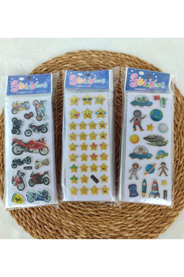 5 Adet Kabartmalı Karışık Kart 200+ Sticker Seti
