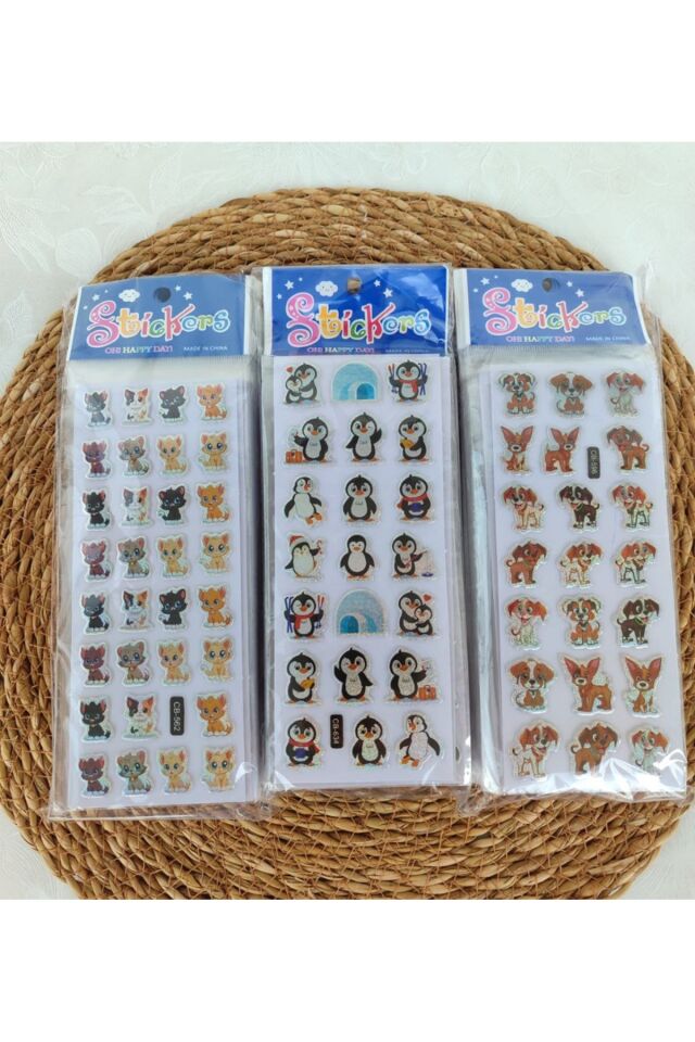 5 Adet Kabartmalı Karışık Kart 200+ Sticker Seti