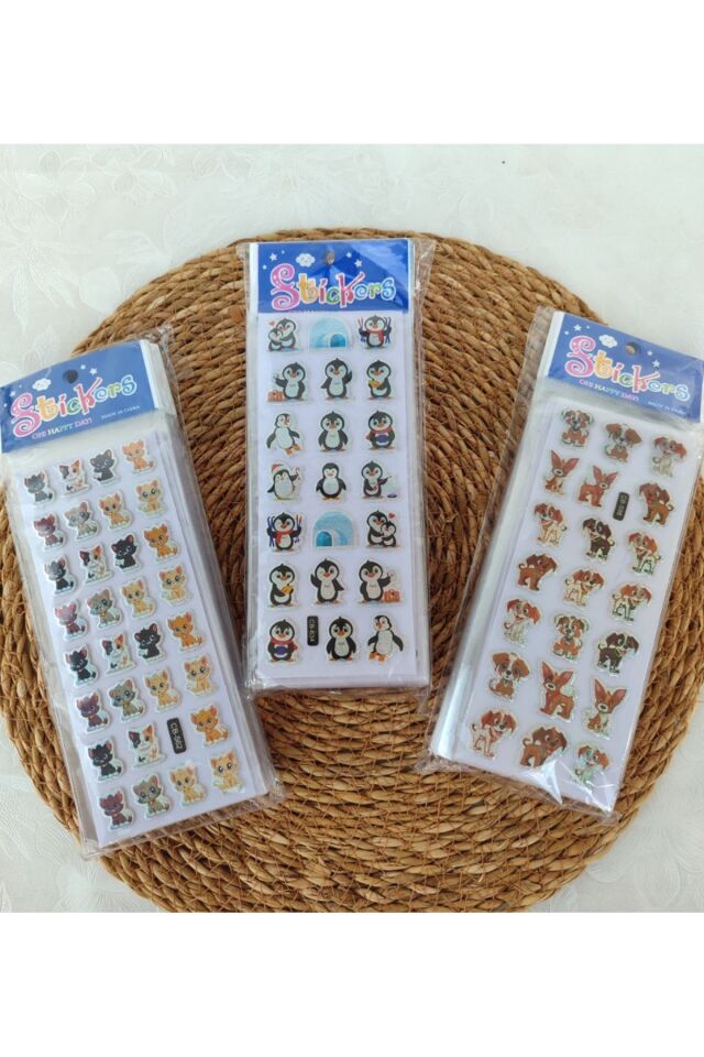 5 Adet Kabartmalı Karışık Kart 200+ Sticker Seti