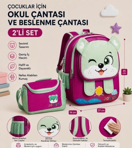 ANA OKULU VE İLK OKUL ÇANTA BESLENME SETİ