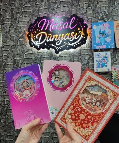 3D Katmanlı İllüstrasyon Sanat Tasarımlı Noktalı Defter 60 Yaprak 20,5x13,5cm