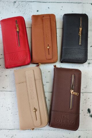 KADIN CÜZDAN BİLEKLİKLİ CÜZDAN TOTE BAG CÜZDAN TELEFONLUKLU CÜZDAN KARTLIK KAHVERENGİ - Tek Ebat
