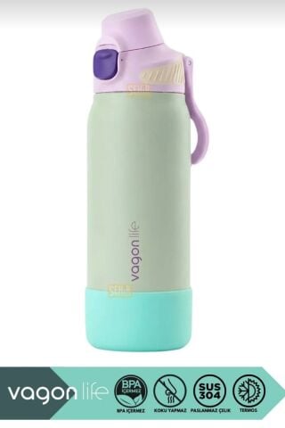 VAGONLİFE 700ml Düz Renkli Pipetli/Pipetsiz Kullanım Kulplu Kaymaz Tabanlı Paslanmaz Çelik Termos 1 ADET