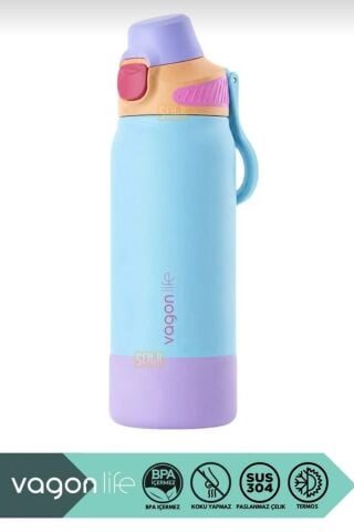 VAGONLİFE 700ml Düz Renkli Pipetli/Pipetsiz Kullanım Kulplu Kaymaz Tabanlı Paslanmaz Çelik Termos 1 ADET