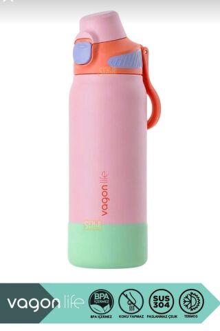 VAGONLİFE 700ml Düz Renkli Pipetli/Pipetsiz Kullanım Kulplu Kaymaz Tabanlı Paslanmaz Çelik Termos 1 ADET